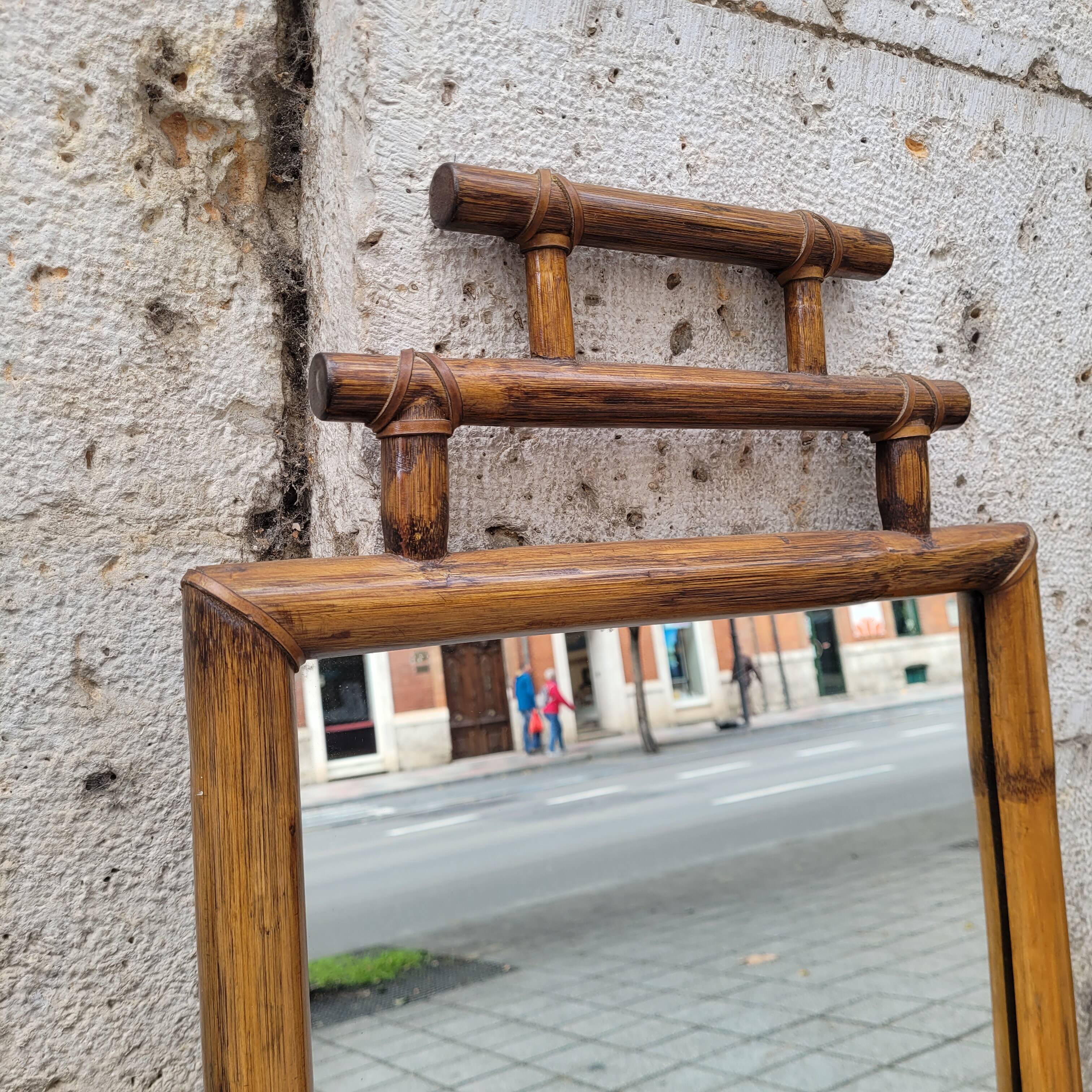 Colonial mirror with bamboo frame, 1900s - France