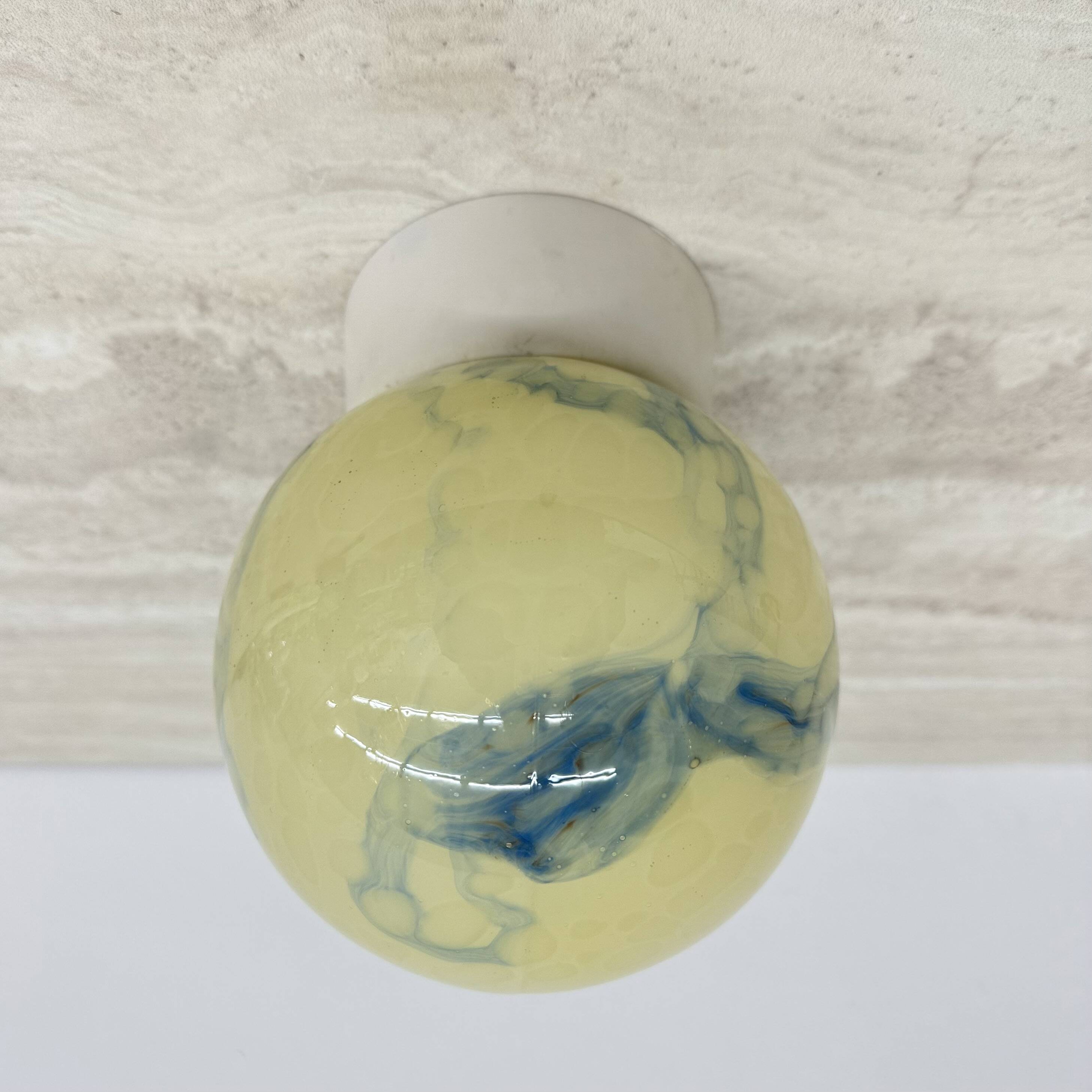 Thabur art deco marbled glass ceiling lamp , 1930s the Netherlands