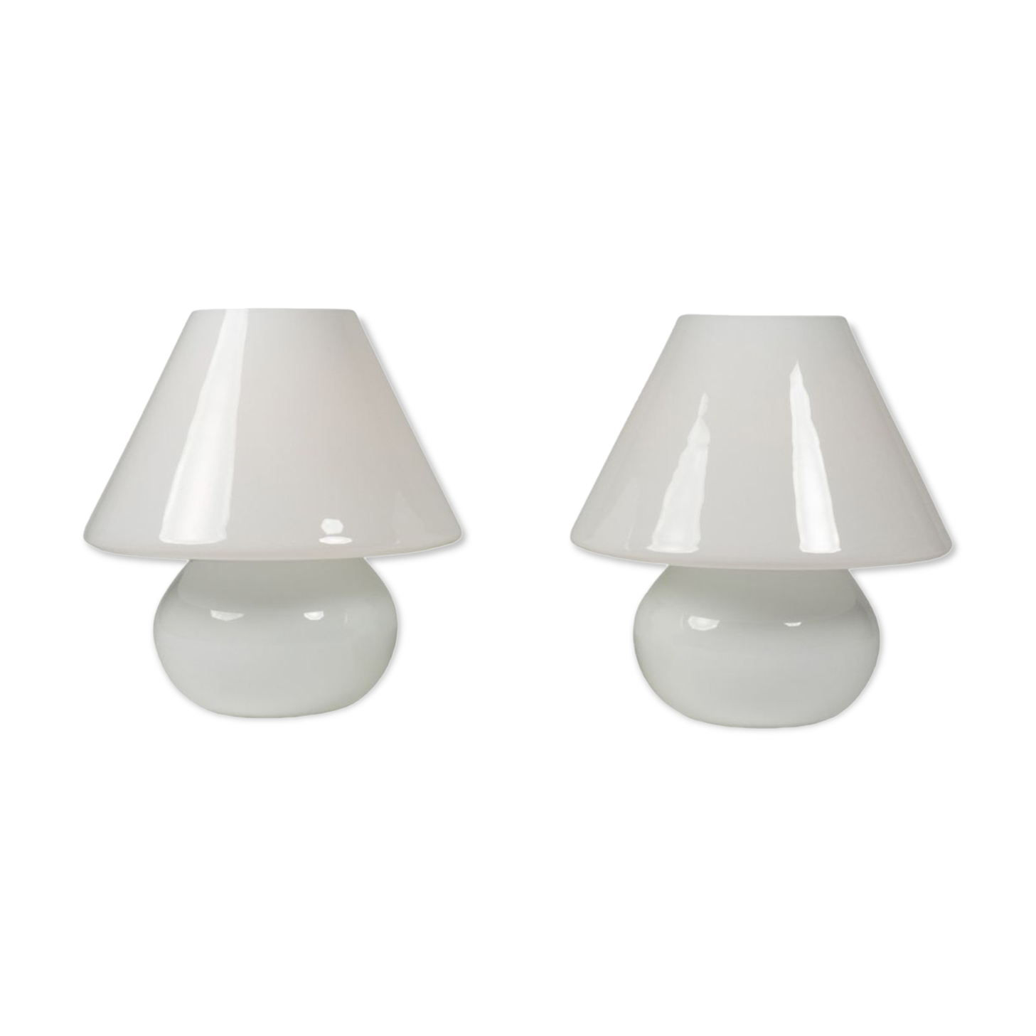 Pair of white opaline lamps, 1990s