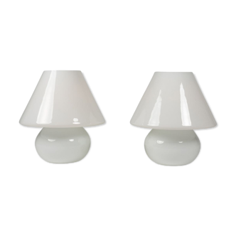 Pair of white opaline lamps, 1990s