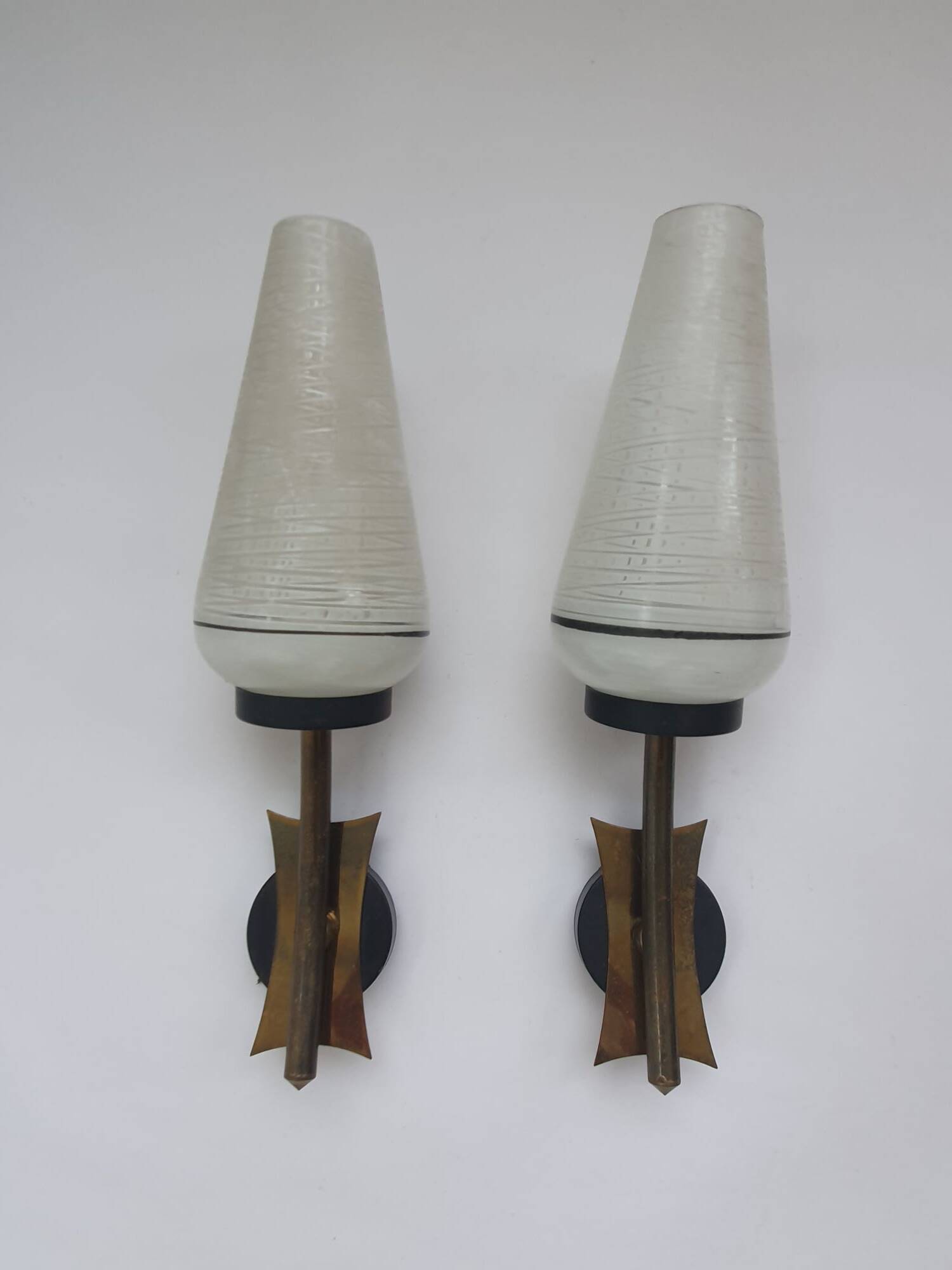 Two vintage tulip wall sconces