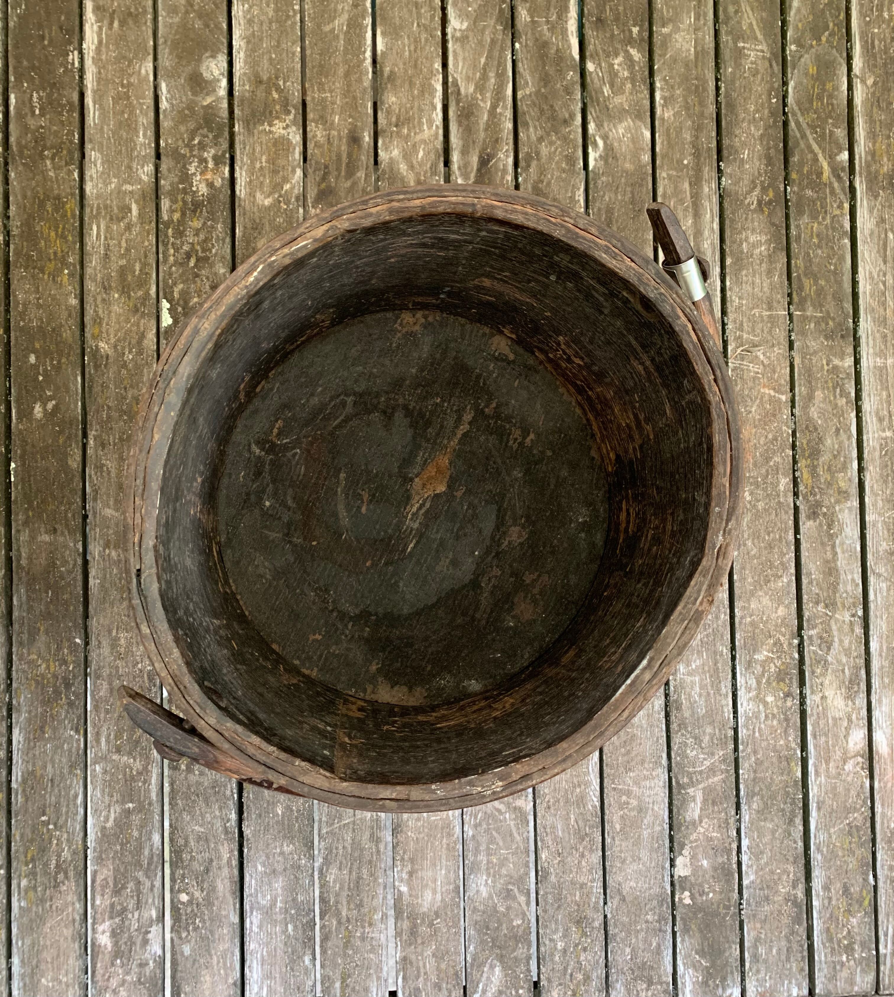 Old wooden bucket