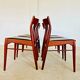 Danish vintage Arne Wahl Iversen teak and leather dining chairs model 26 - 1960s