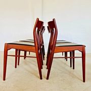 Danish vintage Arne Wahl Iversen teak and leather dining chairs model 26 - 1960s