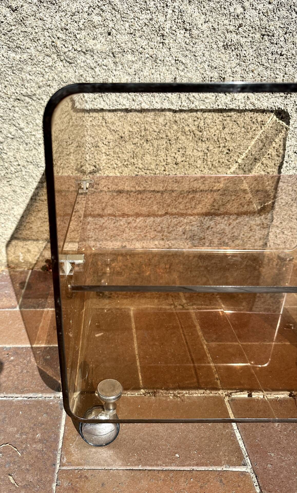 Side table, vintage serving trolley in plexiglass by Michel Dumas for