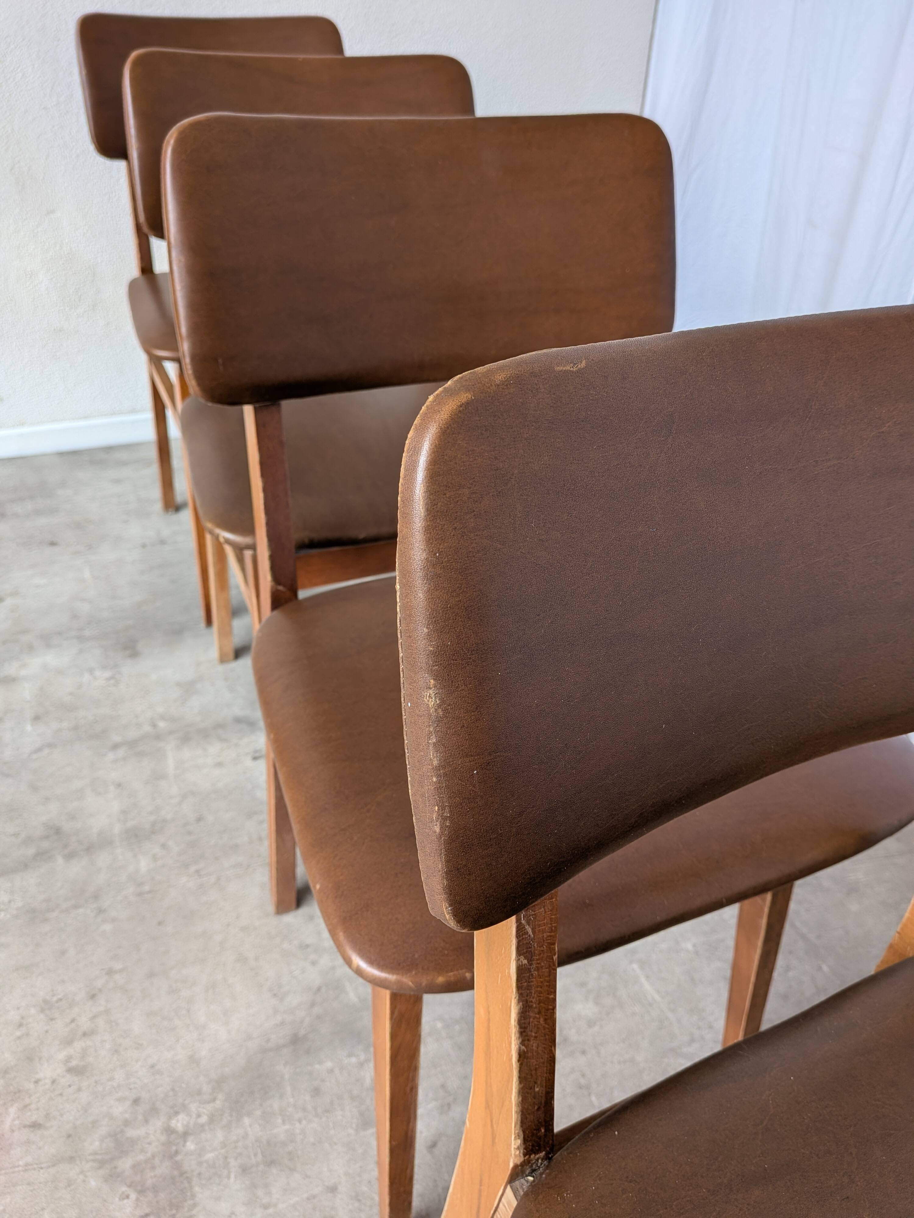 Vintage STOL Kamnik Dining Chair: 1970s Yugoslavian Mid-Century Leather Bis