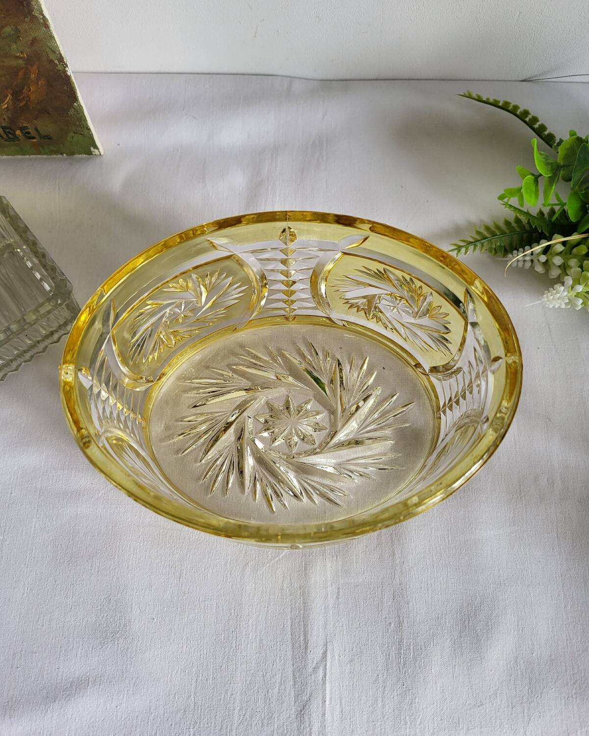 Cut glass bowl centerpiece