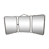 Vintage beveled barber triptych mirror from the 1950s