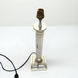Neoclassical column lamp in silver metal 1960