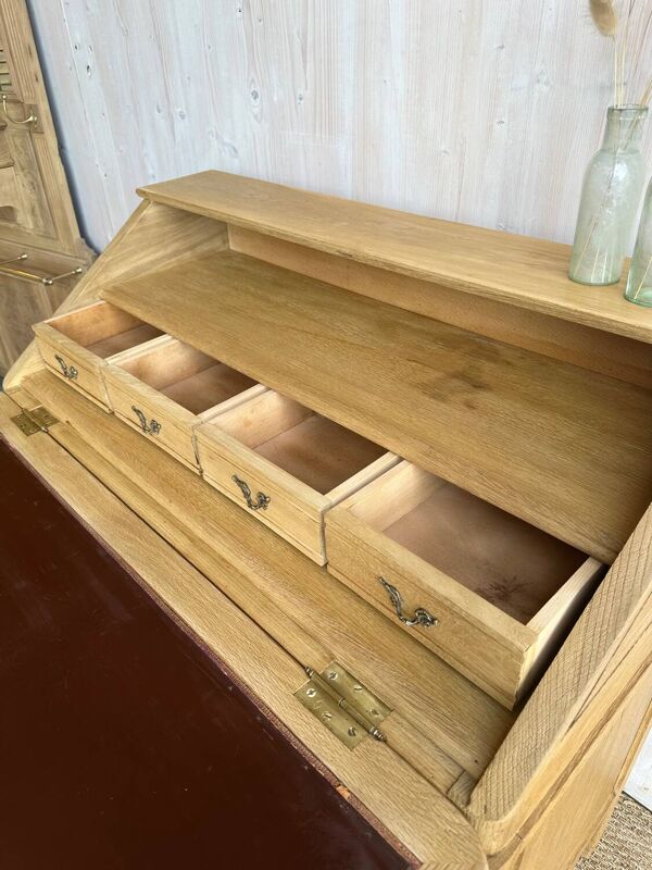 Secrétaire ancien en chêne – bois clair ciré – style Louis XV