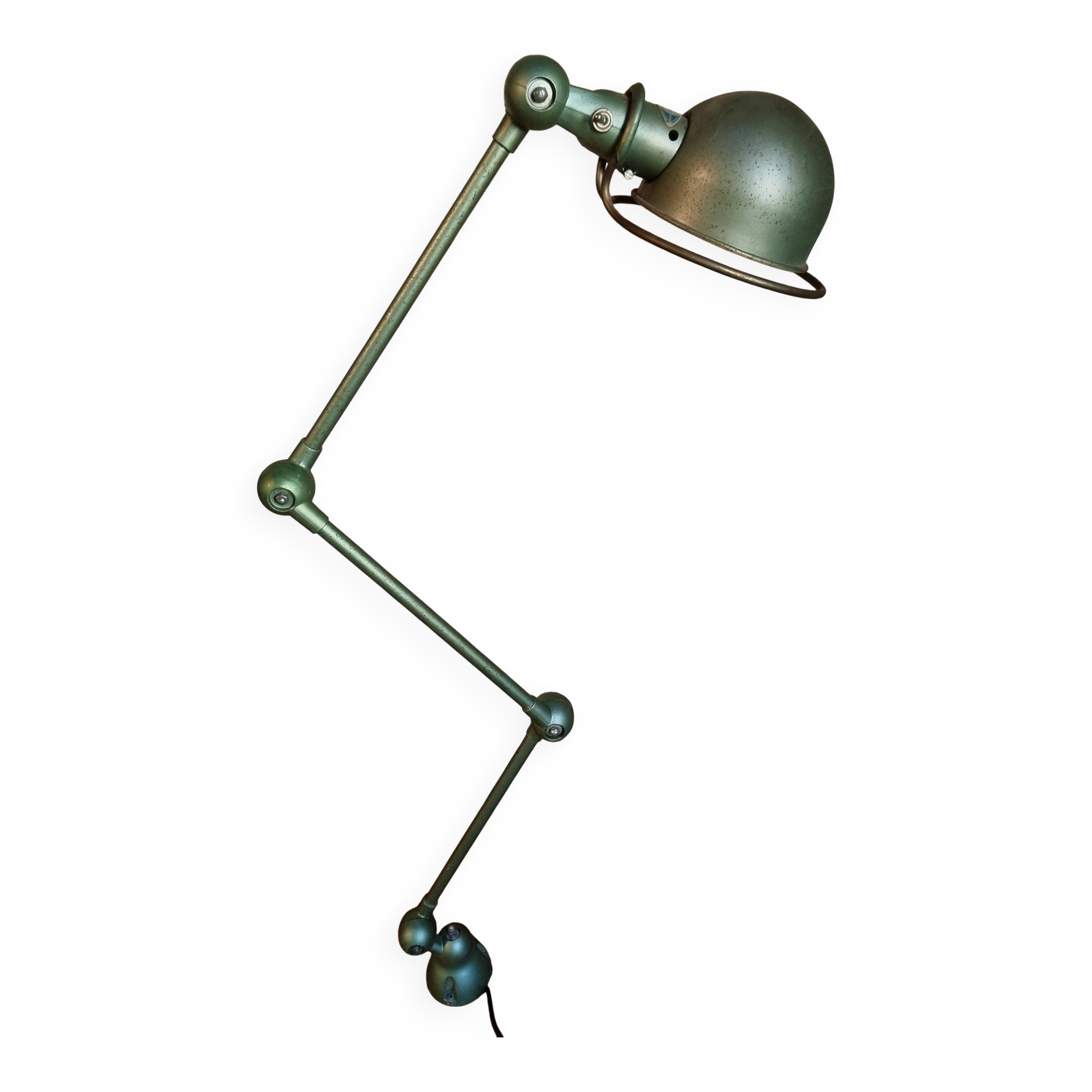 Lampe industrielle vintage Jieldé à 3 bras verte – Lampe de travail française réglable B22