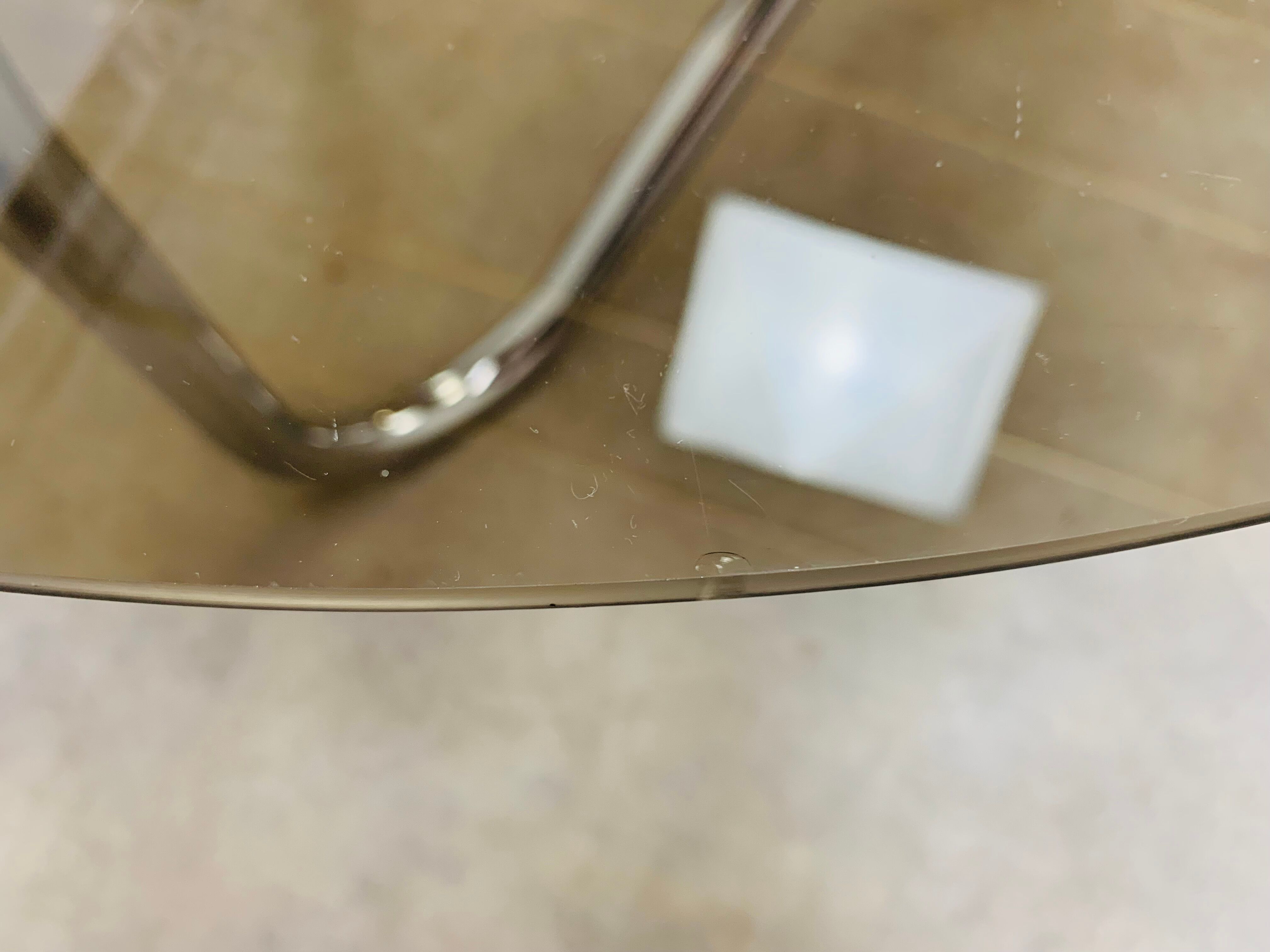 Round coffee table 70s chrome and smoked glass space age extra