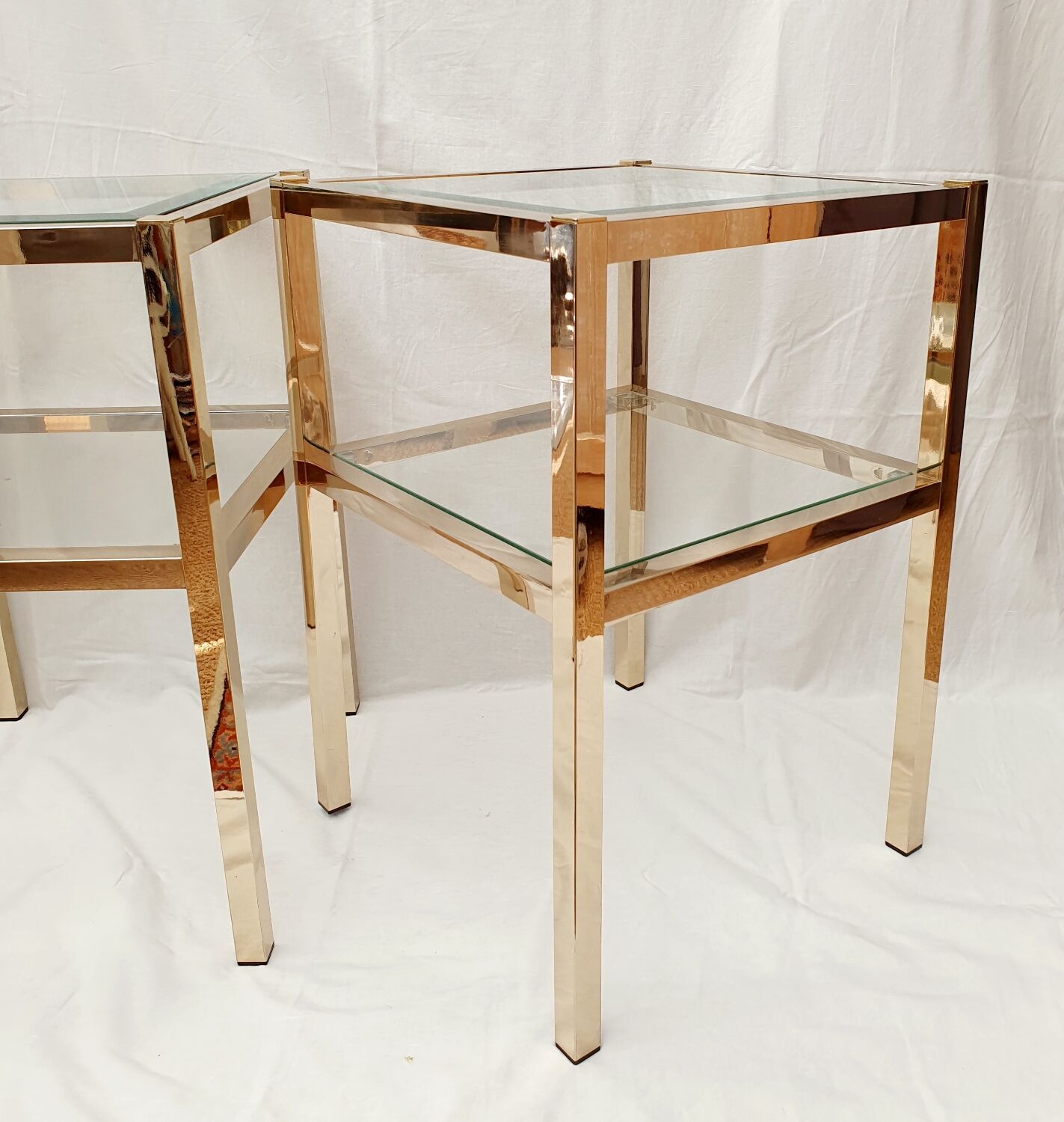 Pair of gold side tables Roche Bobois