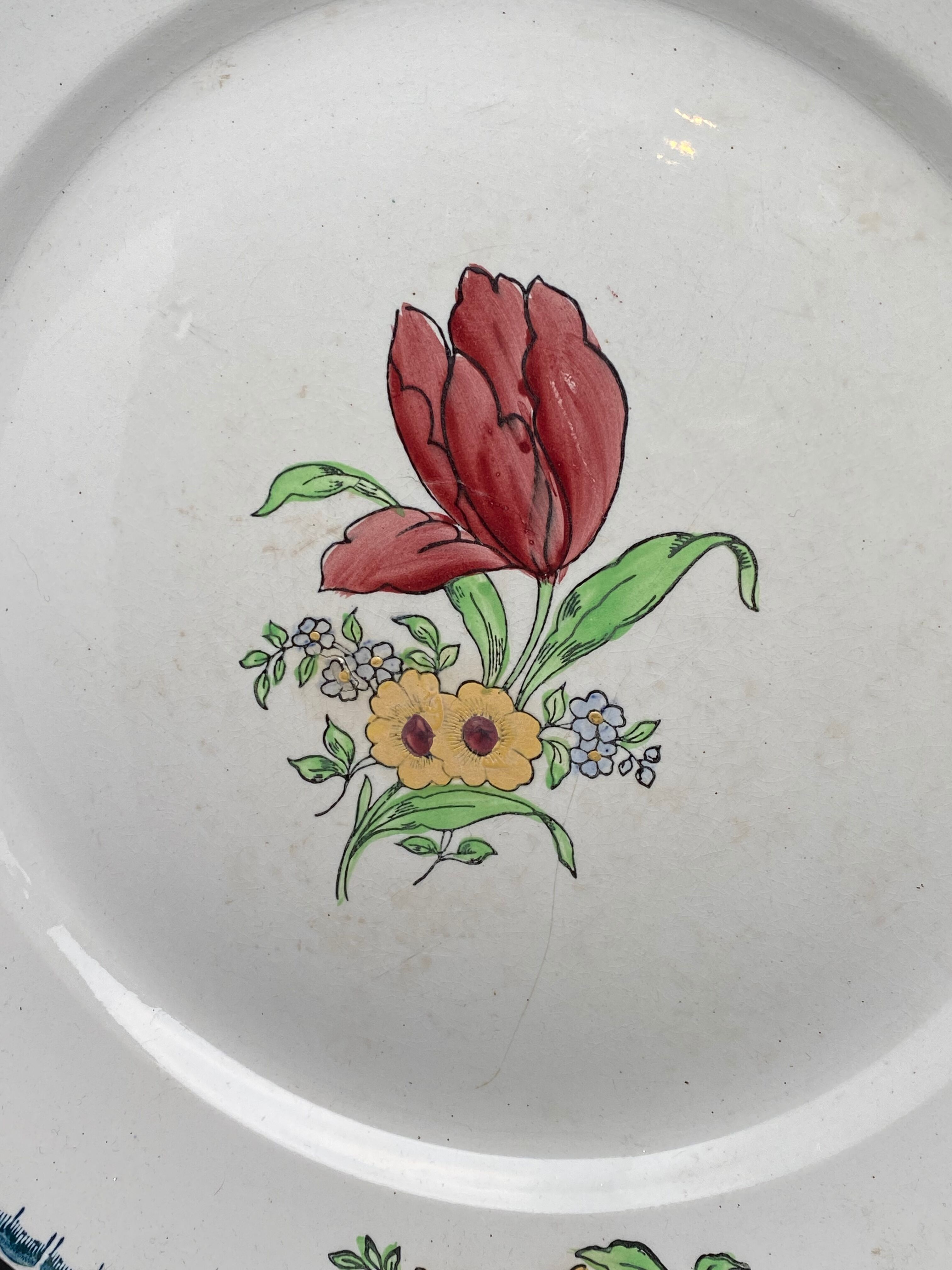 Round serving dish Terre de fer Floral motif St Amand