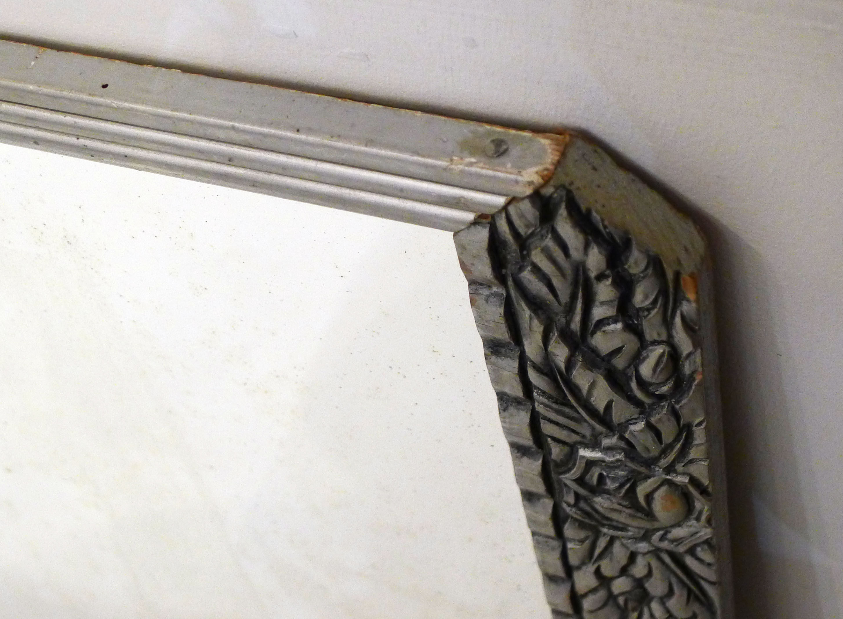 Large silver Art Deco mirror 53x40cm