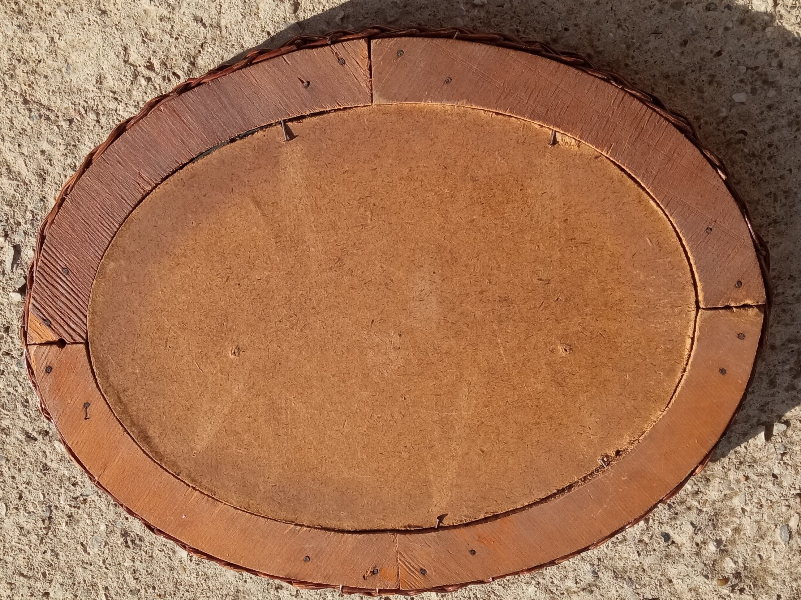 Oval mirror vintage rattan