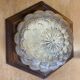 Ceiling light in molded glass and wooden surround, Massive Leuchten, Germany, vintage, 80s