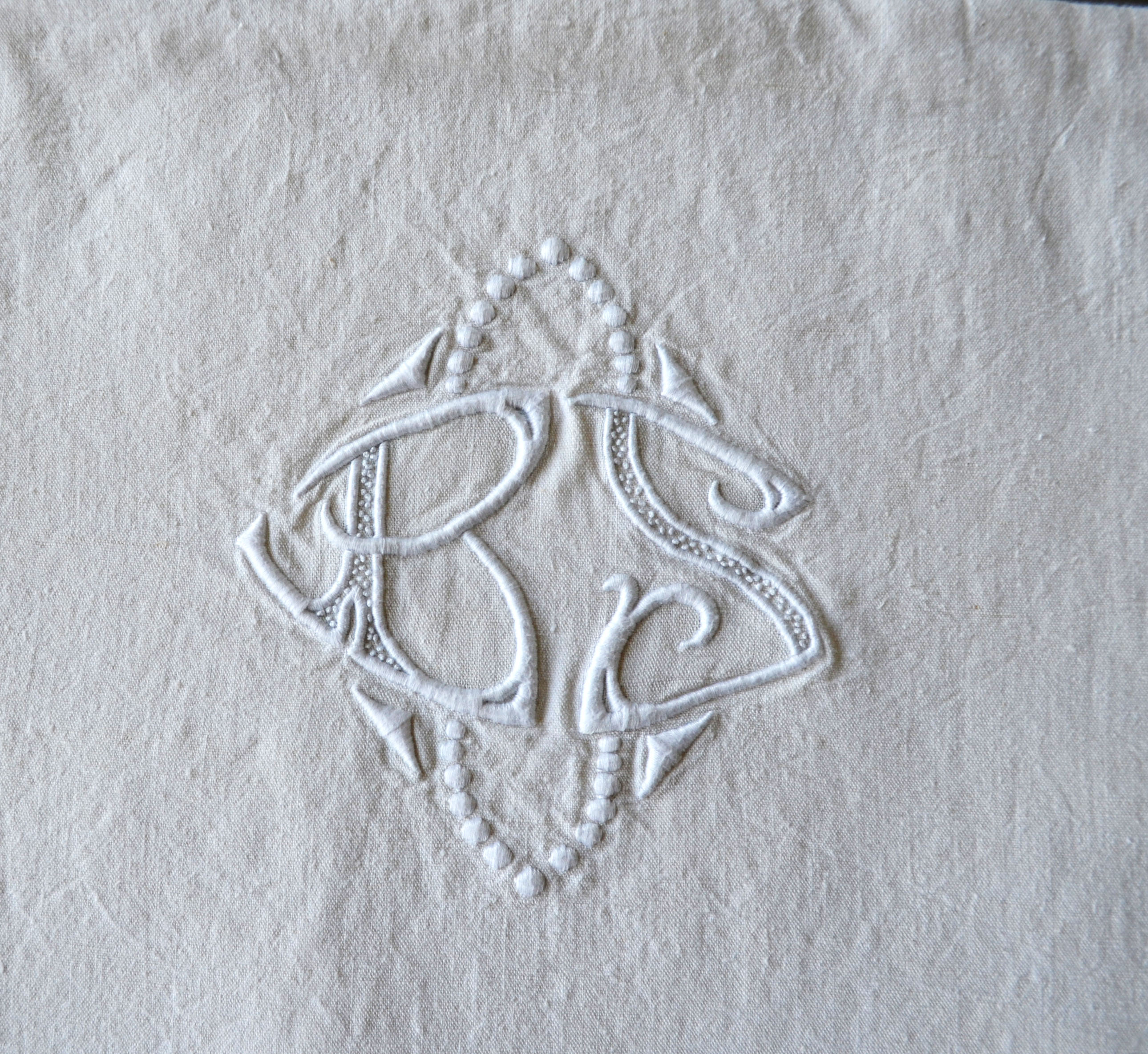 Antique linen embroidered sheet
