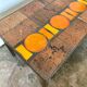 Coffee table in glazed ceramic and metal 1950s' ☐ 89 x 39.5 cm