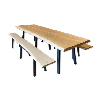 Table et bancs en chêne
