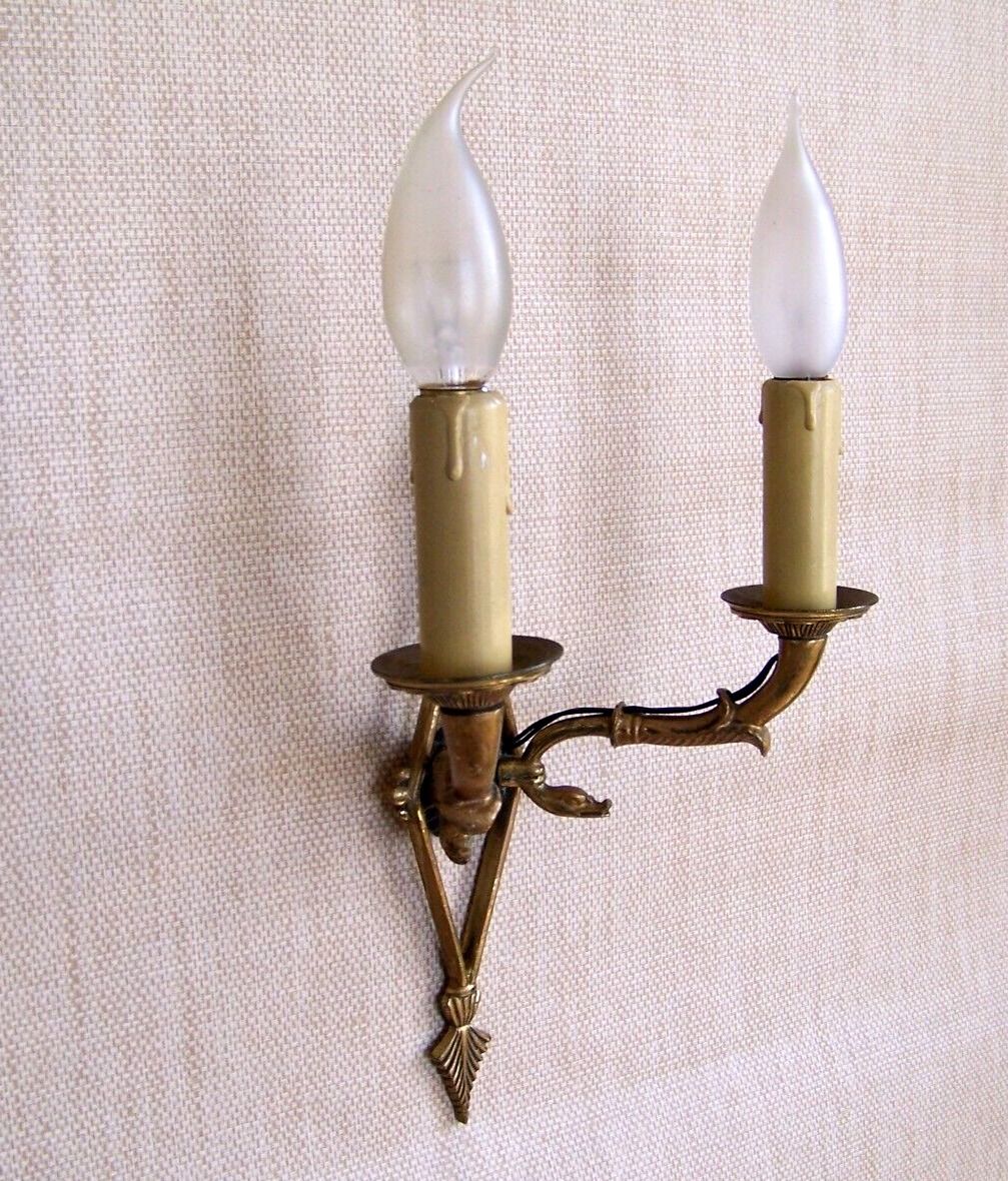 French antique bronze double Empire wall sconce with arrow and swan detail 4317.