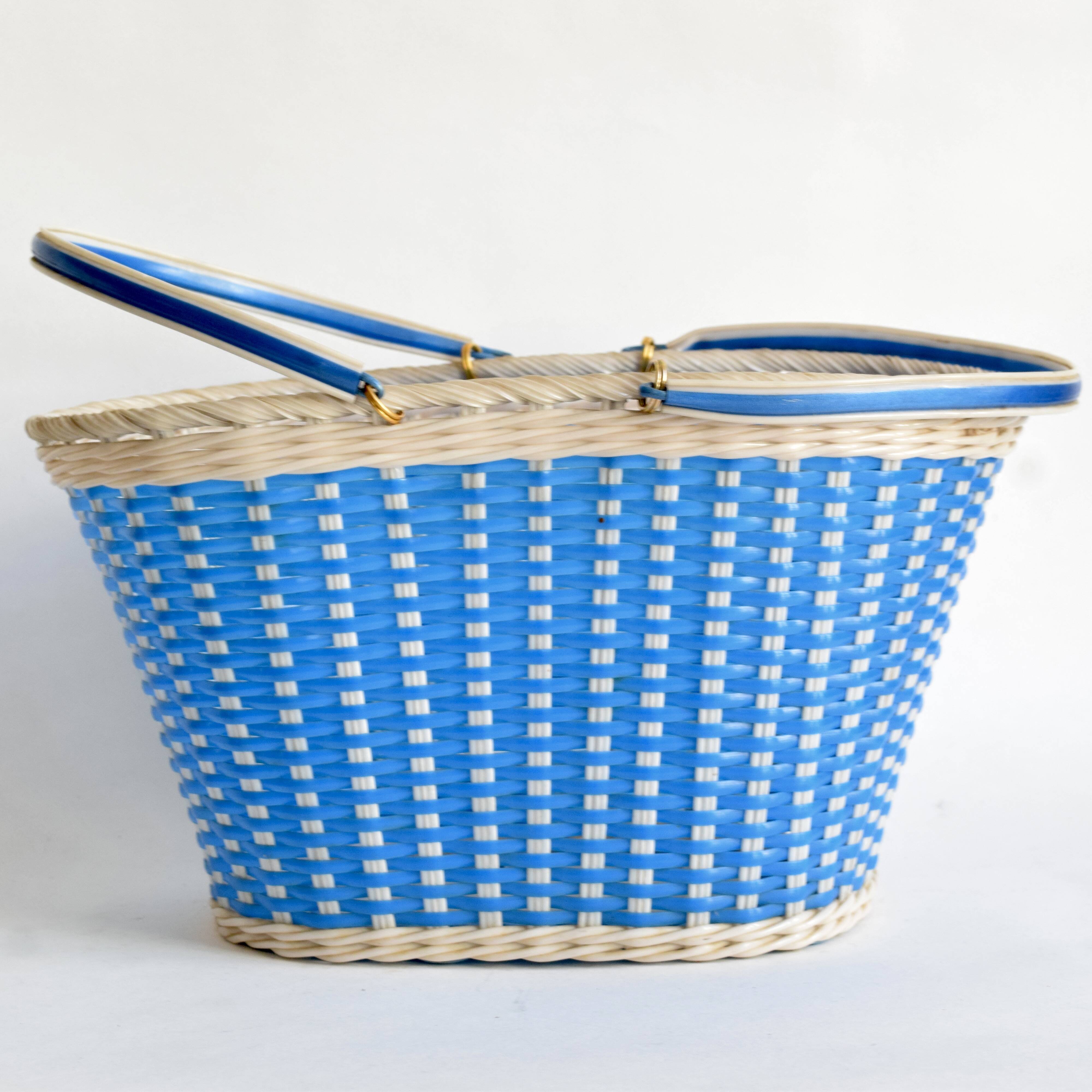 Vintage woven plastic shopping basket
