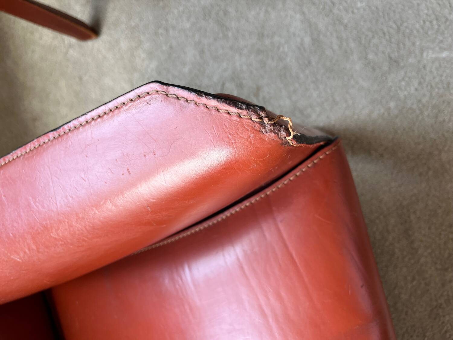 Cognac CAB Cassina 2-seater leather sofa