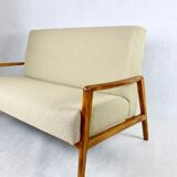 Set of vintage beige boucle sofa and armchair, 1970s
