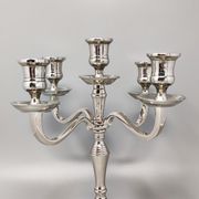 1950s Stunning Candelabra for Five Candles in Stainless Steel. Handmade. Made in Italy