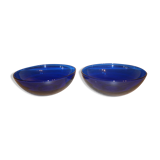 Set of 2 low cuts in transparent blue glass
