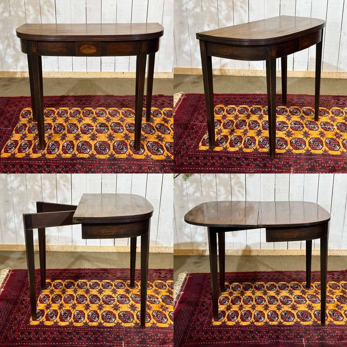 Table console demi lune anglaise en acajou 19ème