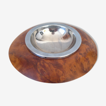 Modernist ashtray in walnut and metal