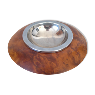 Modernist ashtray in walnut and metal