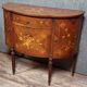 Venetian half-moon commode with Louis XVI style doors in marquetry.