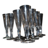 Portieux? Set of 10 cut glass champagne flutes from 1900 bistro.