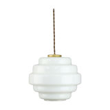 Mid-century Brass and Opaline Pendant Lamp, Italy