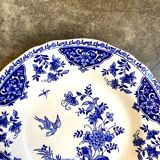 Plat rond et creux Gien en faïence émaillée blanche et bleue