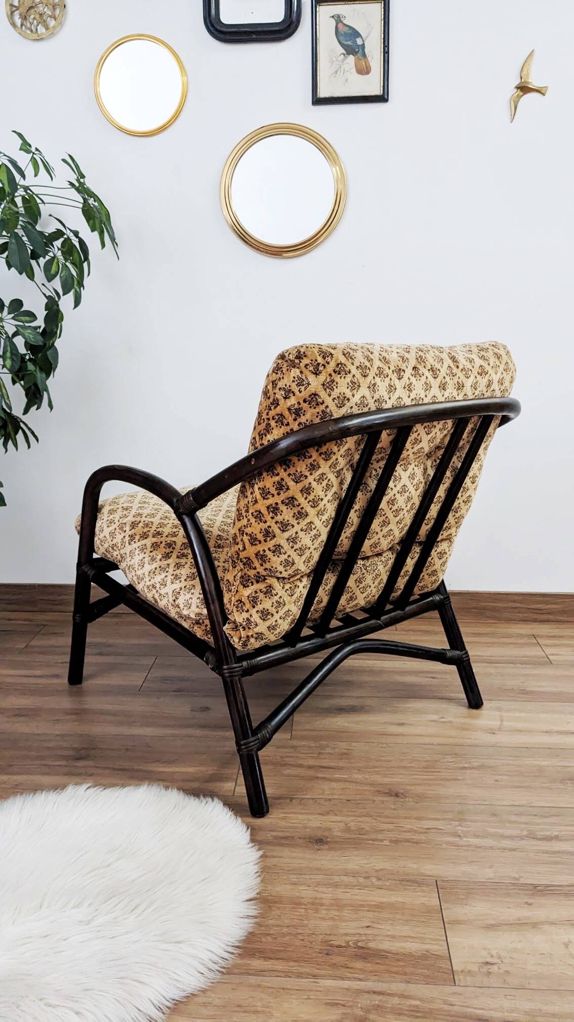 Vintage bamboo and rattan armchair