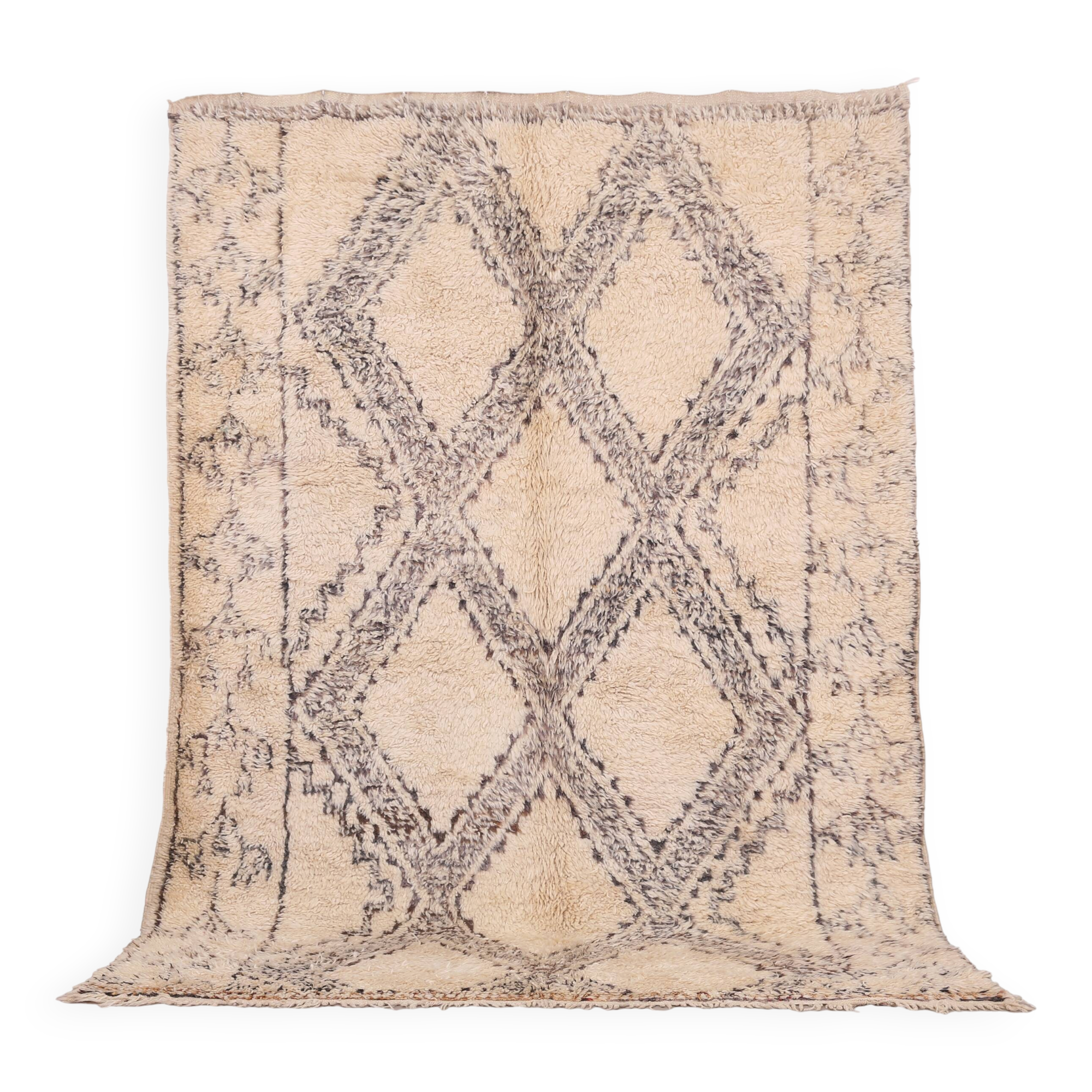 Vintage Beni Ourain rug Handmade 190 x 267 cm - Moroccan Berber Wool Rug