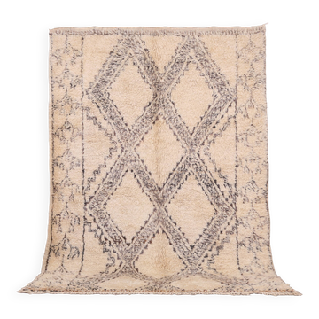 Vintage Beni Ourain rug Handmade 190 x 267 cm - Moroccan Berber Wool Rug