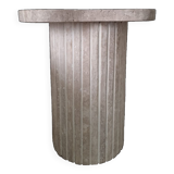 Alpha irregular side table in natural travertine ribbed foot