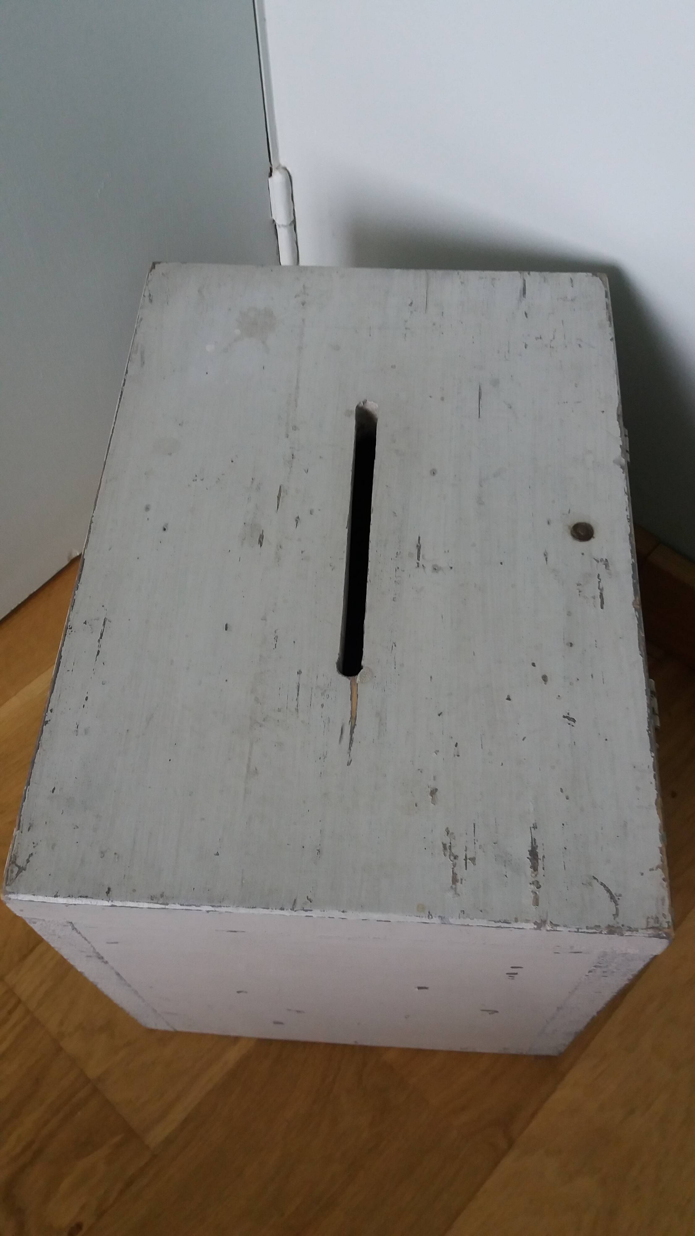 Old ballot box, solid wood chest