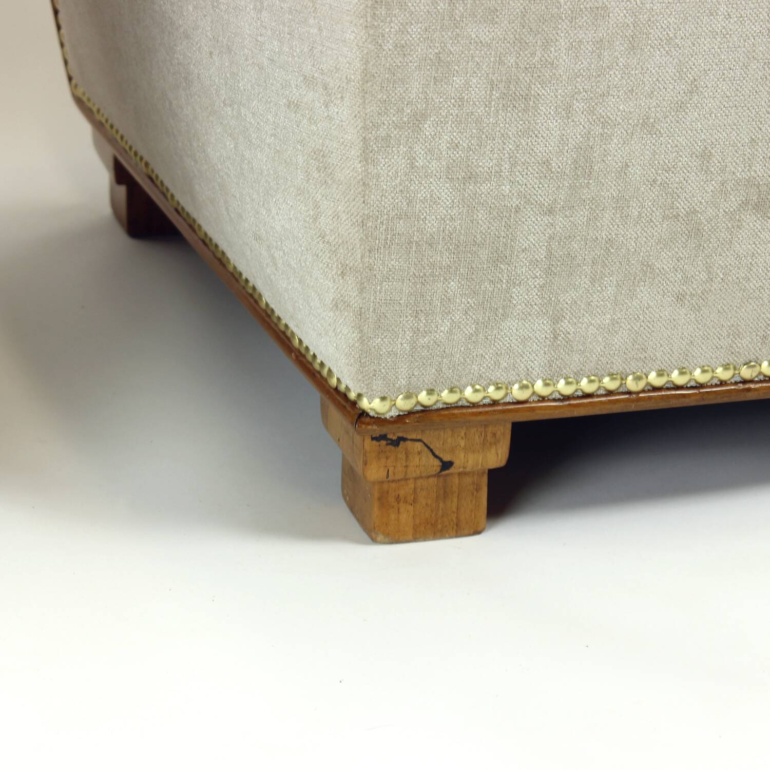 Set Of Two Art Deco Armchairs In Walnut And Fabric, Czechoslovakia 1930s