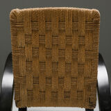 Art Deco Armchair with Ottoman & Rush Seating