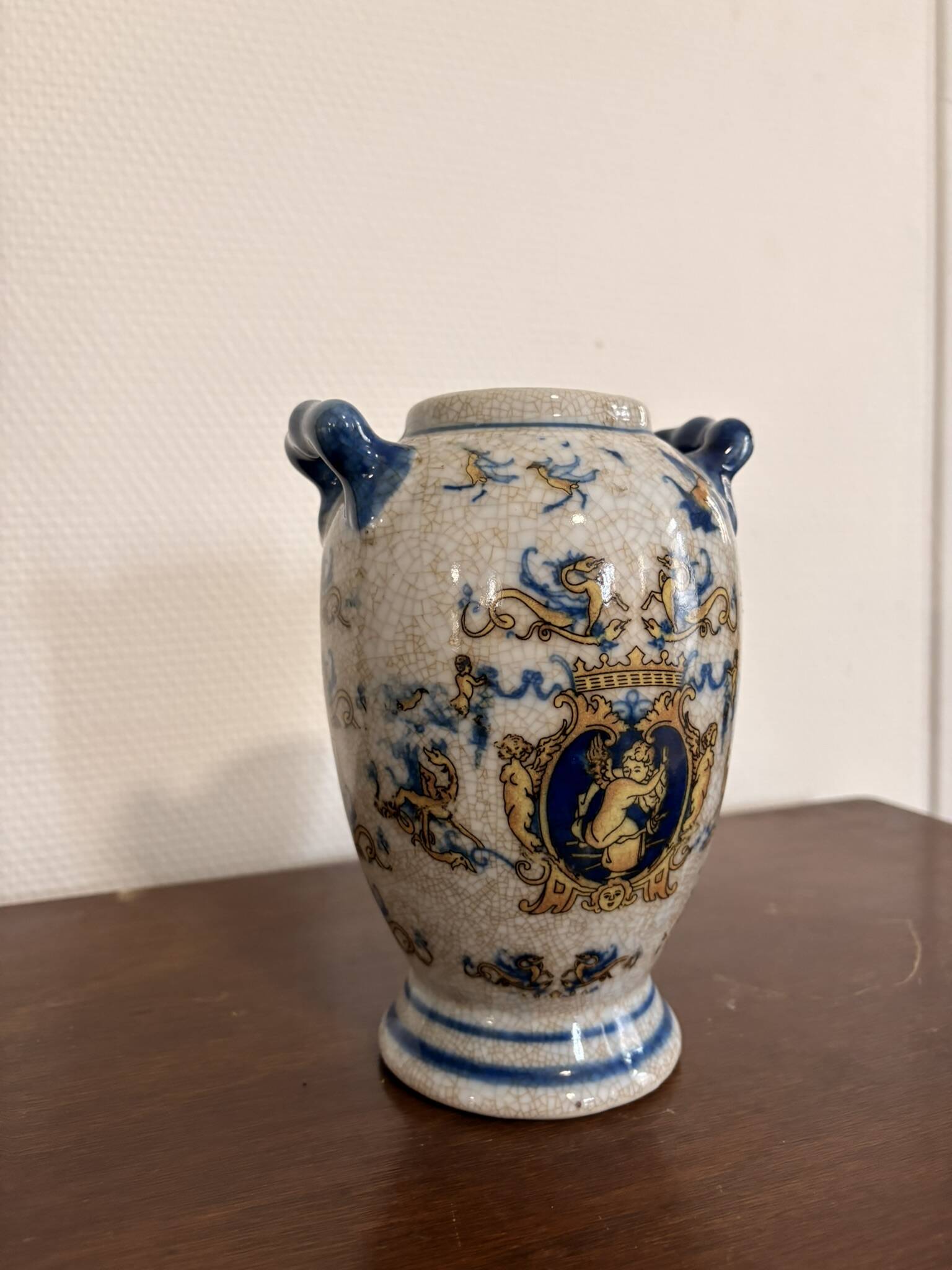 Ancient Vase Pot Decor Angel Cherub Renaissance Style Gien