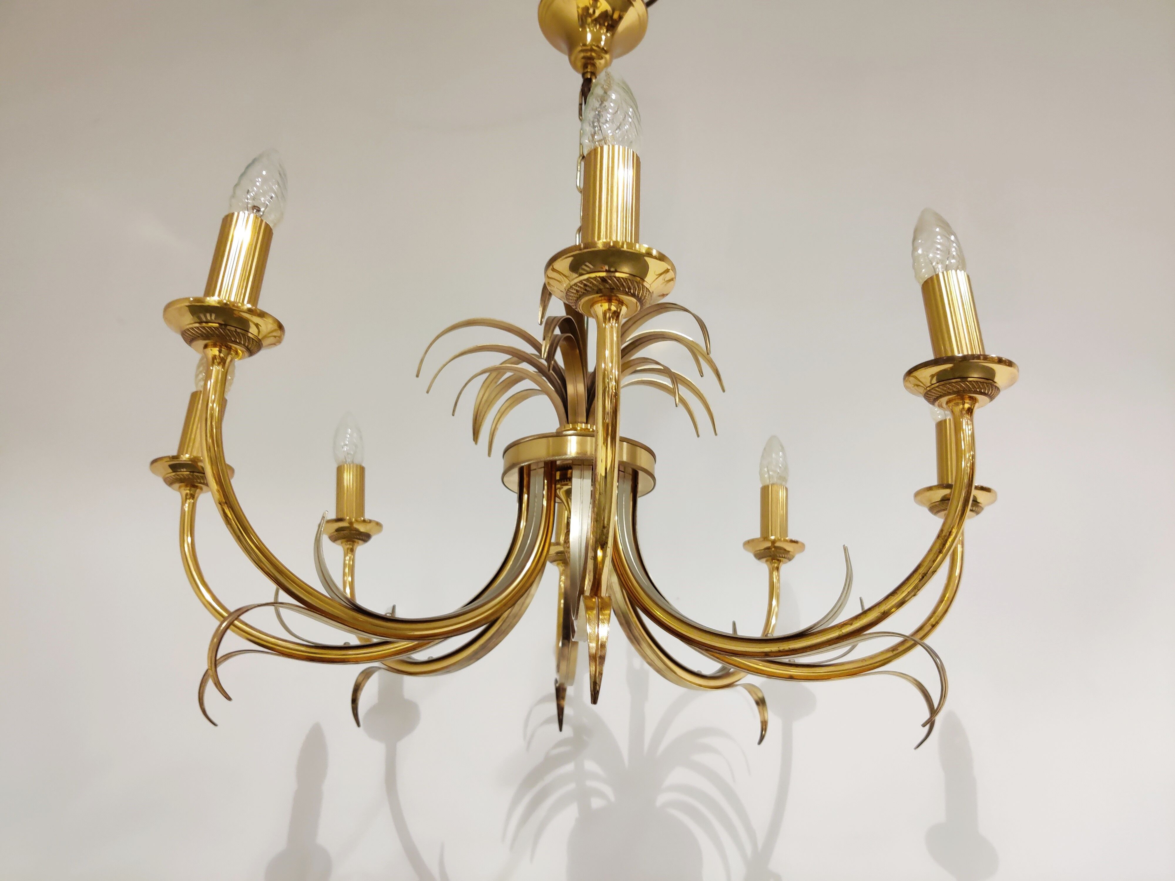 Brass pineapple chandelier, 1970s