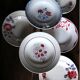 6 mismatched deep plates red blue Art Deco Badonviller Digoin