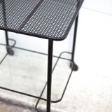 Mathieu Matégot rolling table, steel and brass service, 50s