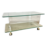 Glass and plexiglass coffee table