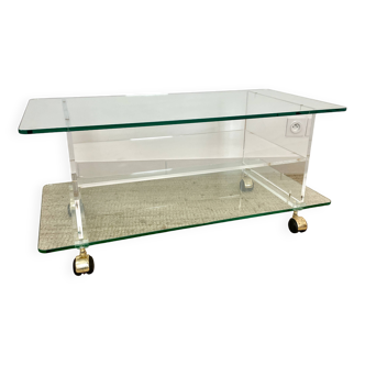Glass and plexiglass coffee table